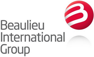 Red circular logo with a stylized white "B" and the text "Beaulieu International Group" in gray below it.