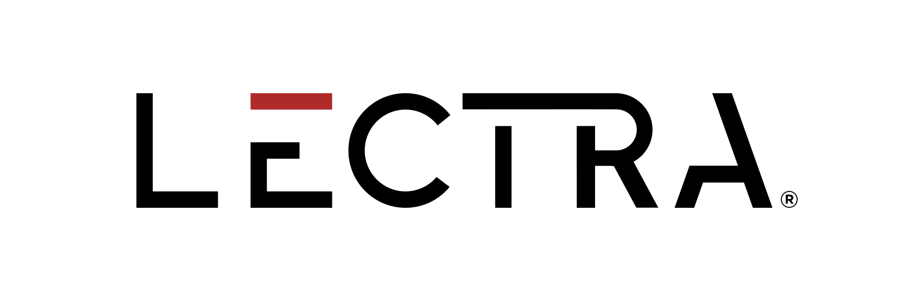 Logo featuring the word "LECTRA" in bold black letters, with a red rectangle above the "L" and a registered trademark symbol.